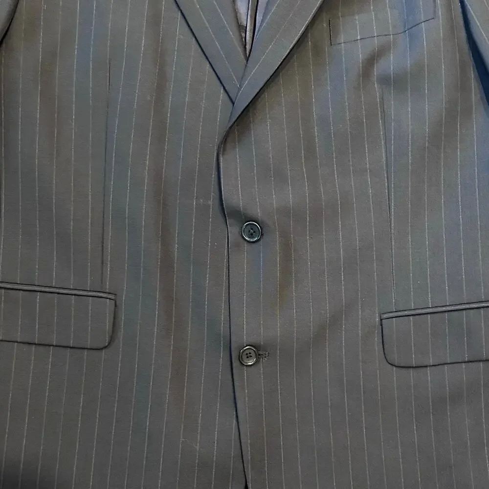 Brooks Brothers 346 Navy Pinstripe Wool Stretch Two Button Blazer Mens 45L